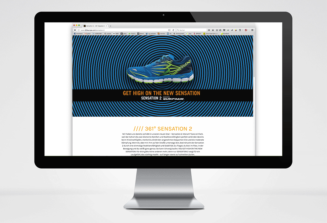 361° Sensation 2 Website auf einem iMac