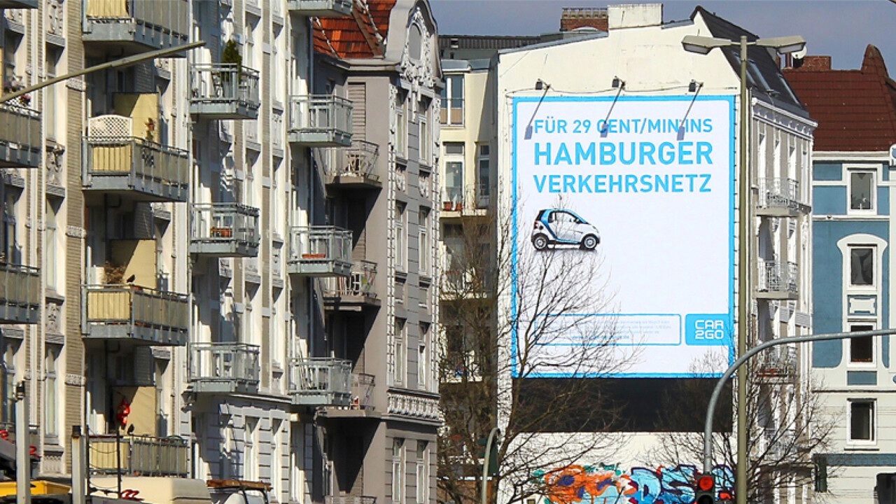 car2go Riesenposter Fuer 29 ct/Min in Hamburger Festnetz
