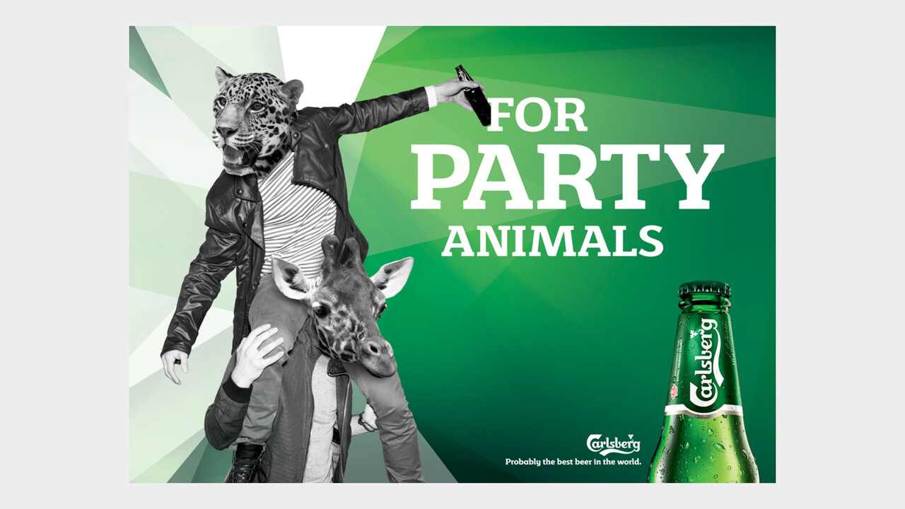 Carlsberg OOH Anzeige For party animals Leopard und Giraffe