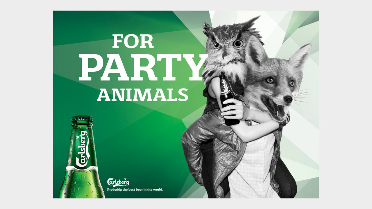 Carlsberg OOH Anzeige For party animals Eule und Fuchs