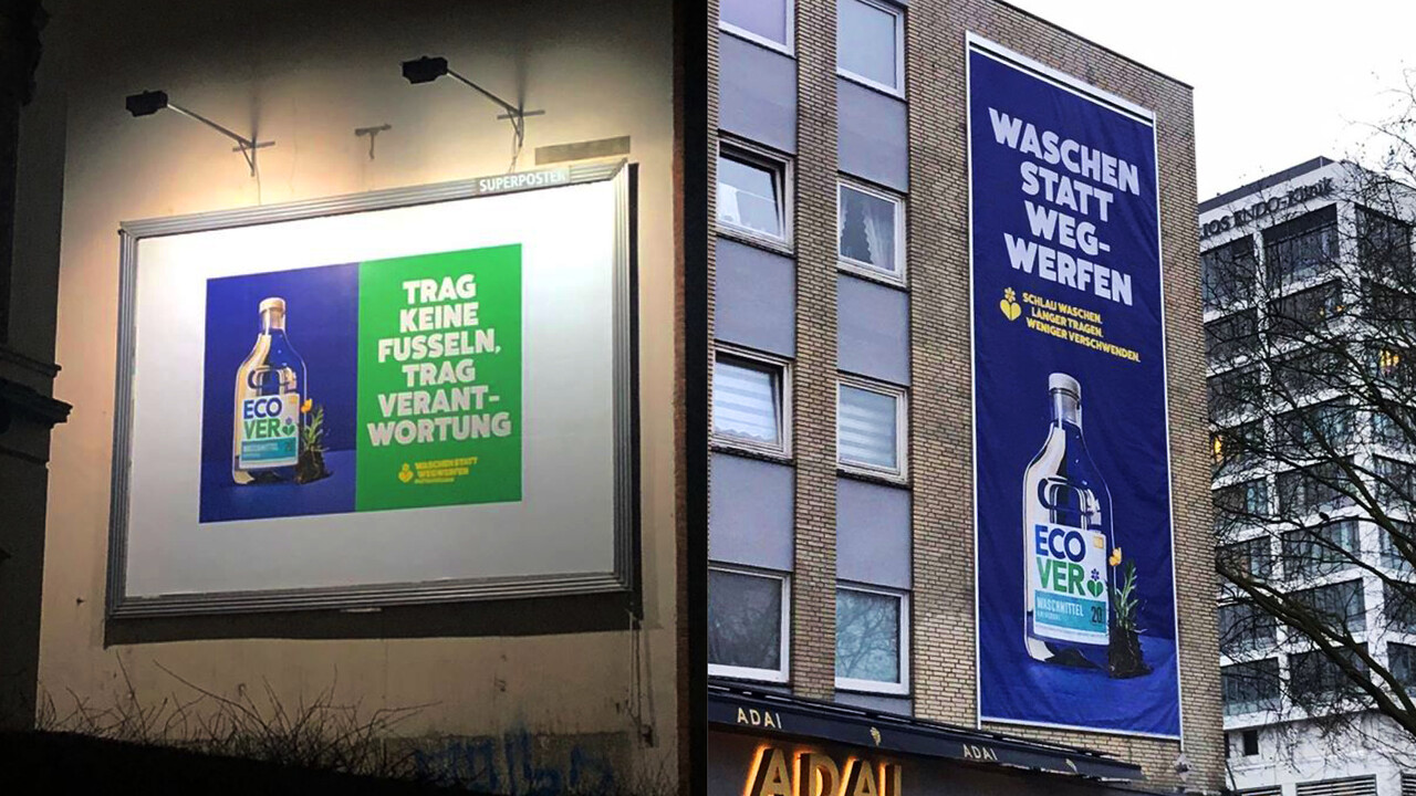 Ecover Riesenposter OOH Waschen statt Wegwerfen