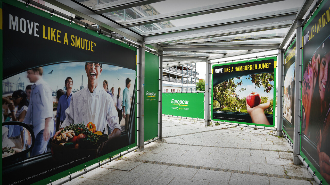 Europcar Hamburg Airport Branding Plakat Move like a Smutje mit Logo und anderen Plakaten