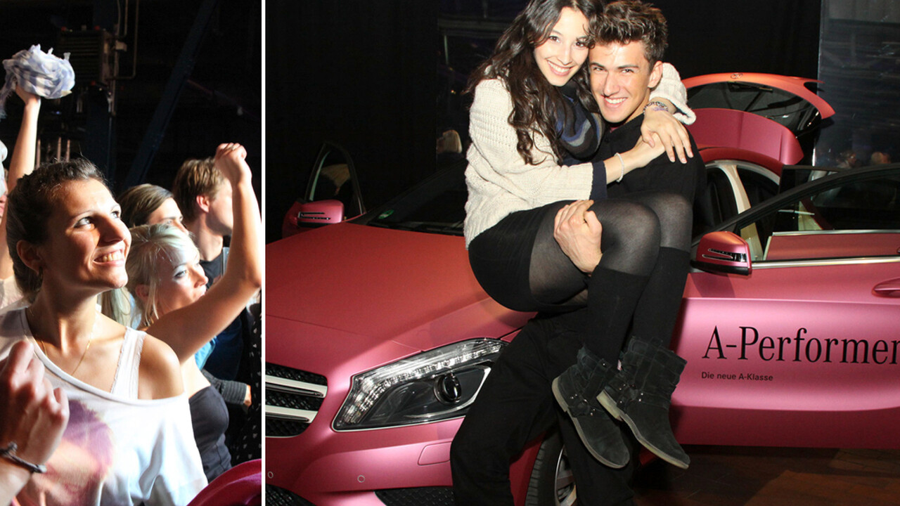 Mercedes Benz Niederlassung Hamburg Pop-up-Store glueckliche Fans