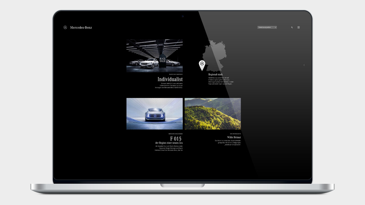 Mercedes Benz Black Sale Website auf einem MacBook