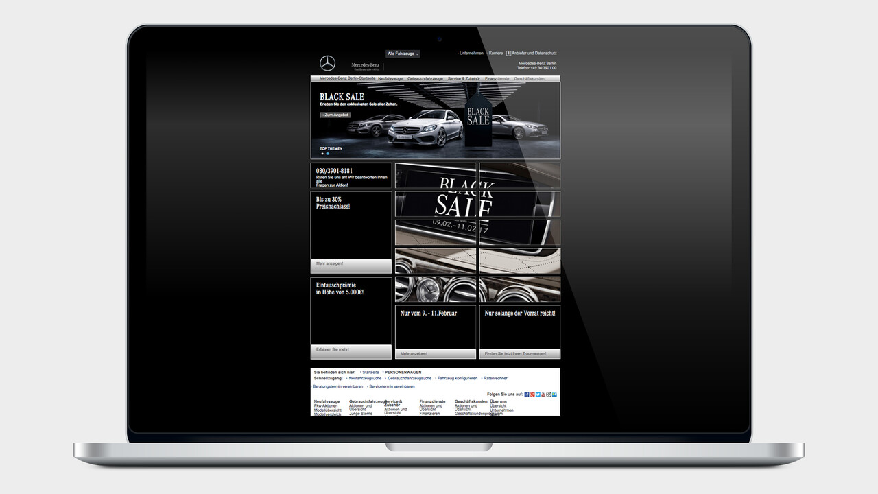 Mercedes Benz Black Sale Plattform auf einem MacBook