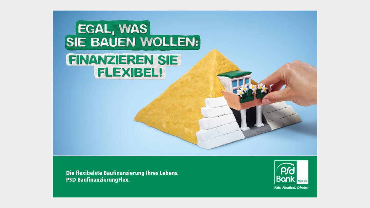 psd Bank Print Anzeige Pyramide Egal, was sie bauen wollen: Finanzieren sie flexibel!