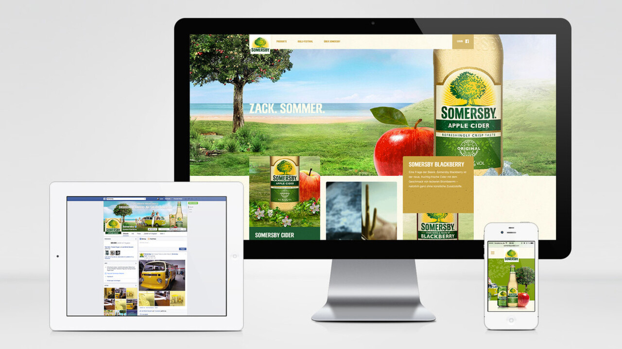 Somersby online auf verschiedenen Endger&auml;ten facebook Website und Mobile