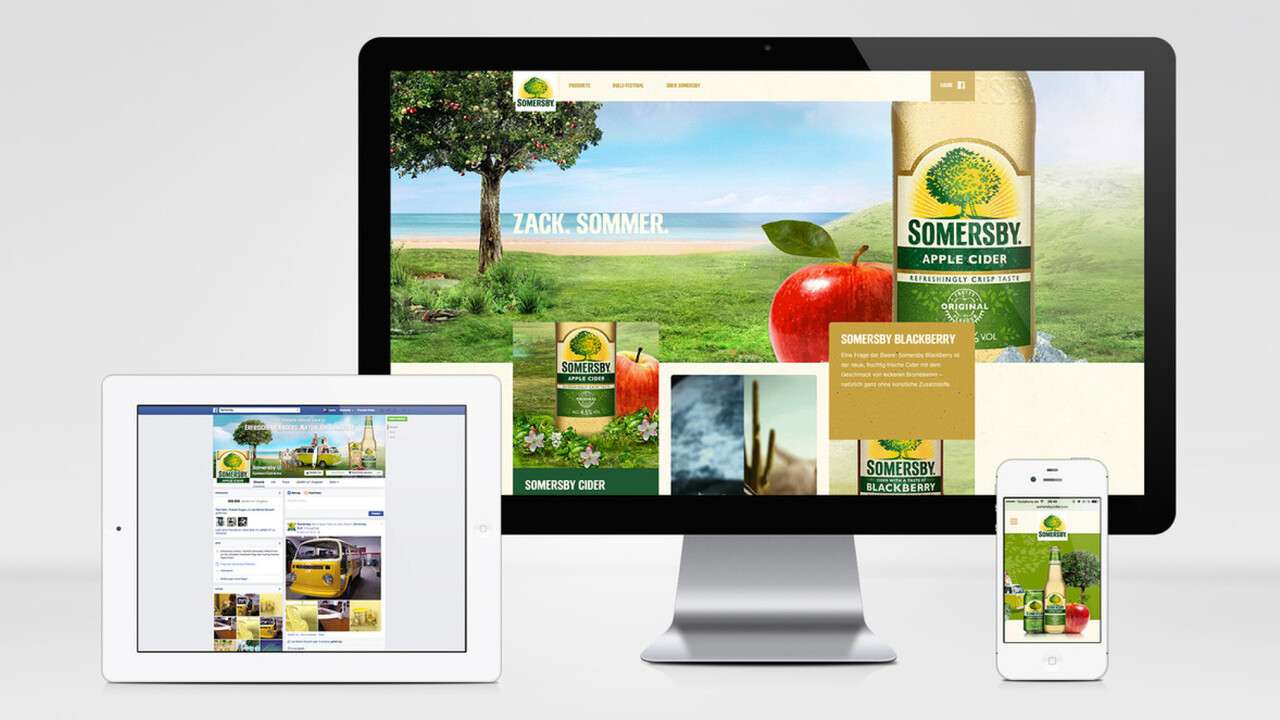 Somersby online auf verschiedenen Endgeräten facebook Website und Mobile