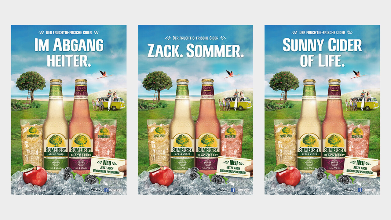 Somersby POS Plakate Im Abgang heiter., Zack. Sommer., Sunny Cider of Life.