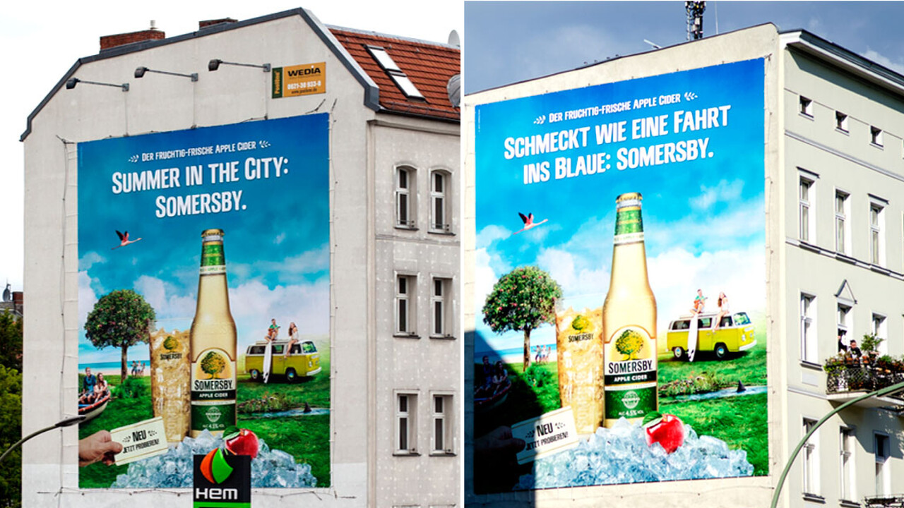 Somersby OOH zwei Riesenposter Summer in the City: Somersby und Schmeckt wie eine Fahrt ins Blaue: Sommersby