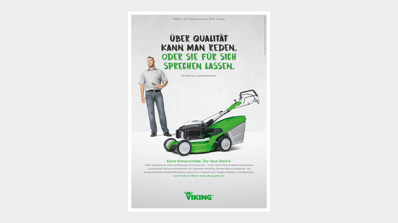 VIKING Print Anzeige Ueber Qualit&auml;t kann man reden. Oder sie f&uuml;r sich sprechen lassen.