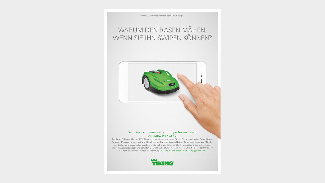 VIKING Print Anzeige Warum den Rasen maehen, wenn Sie Ihn Swipen koennen?